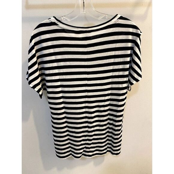 NWT Chico's T-shirt top Epic Stripe black/white solid cotton, Size 0, round neck - Picture 11 of 13